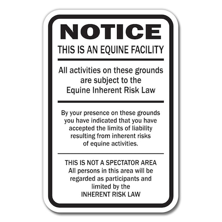 Signmission Safety Sign, 12 in Height, Aluminum, 18 in Length, Equine - Supplemental A-1218 Equine - Supplemental